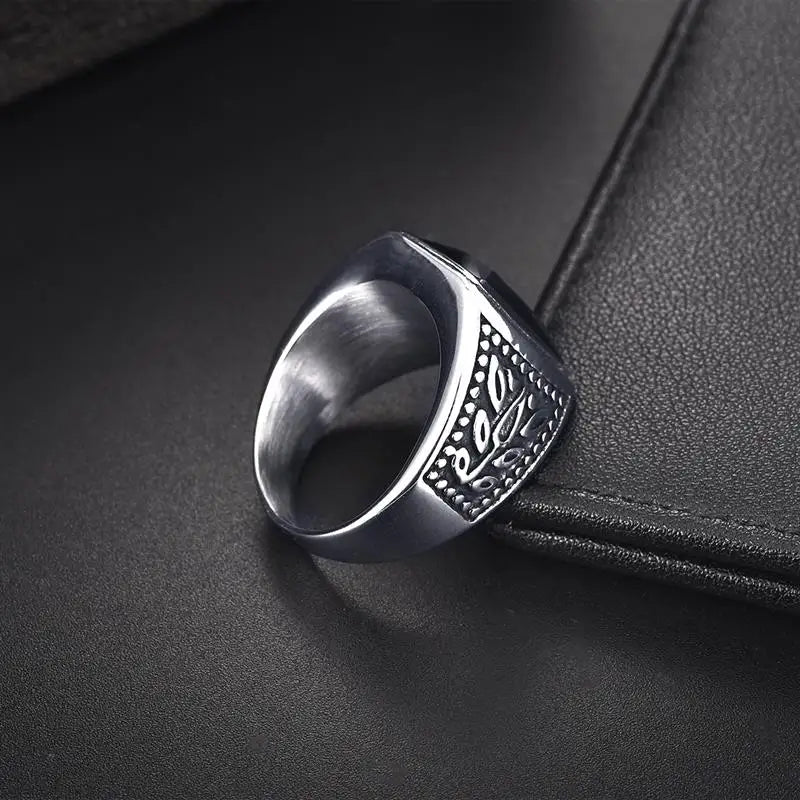 Anillo vintage para hombre, de acero inoxidable y titanio, con piedra de circón cuadrada roja, negra y verde, anillo para dedo, joyería punk hip hop para hombre, regalo de fiesta