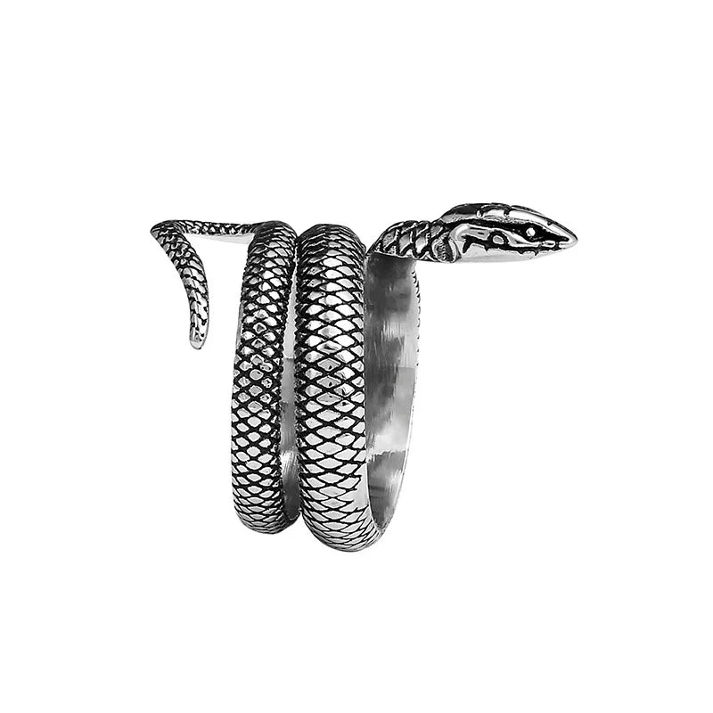 Fashion Hip Hop Snake Ring Stainless Steel Jewelry Vintage Punk Rock Signet Biker Men Gift