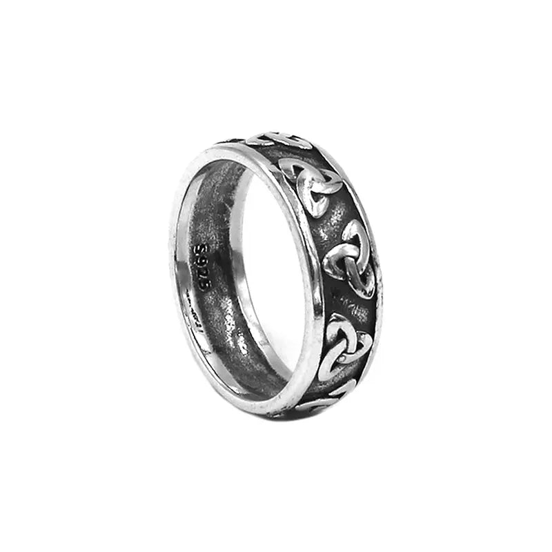 Fashion S925 Sterling Silver Celtic Knot Ring Claddagh Irish Style Viking Norse Biker Wedding Ring for Men Women Girls SWR0945A