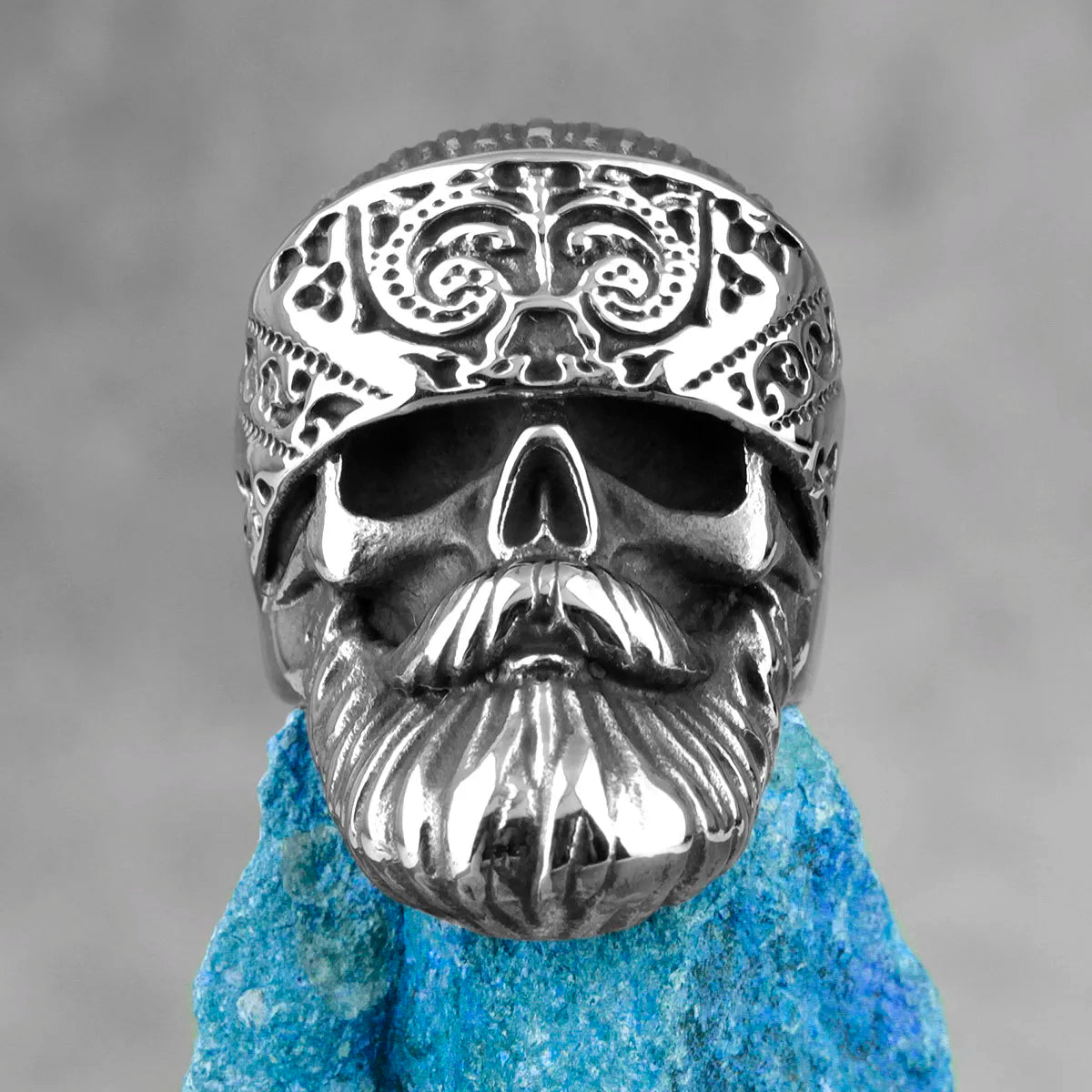 Big Beard Hippie Skull Stainless Steel Mens Rings Punk Hip Hop Cool for Male Boyfriend Biker Jewelry Creativity Gift Wholesale