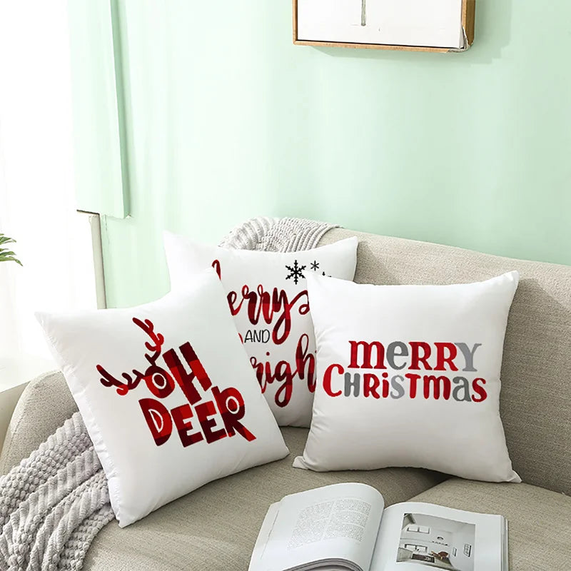 Housse de coussin de Noël 45 cm Navidad Joyeux Noël Décorations pour la maison 2024 Noël Noël Cristmas Ornements Cadeaux du Nouvel An 2025