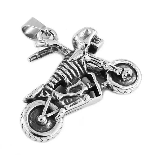 Pendentif crâne fantôme de moto en acier inoxydable, bijoux lourds classiques en os, pendentif crâne de motard pour homme, vente en gros SWP0397A