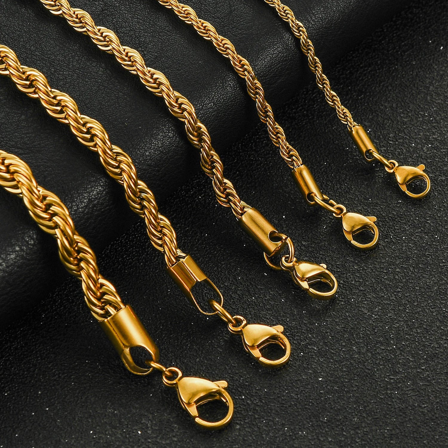 2/3/4/5/6mm Rope Chain Necklace Stainless Steel Men Women Never Fade Choker Jewelry Accessories Gold Color Plated Chains Gift