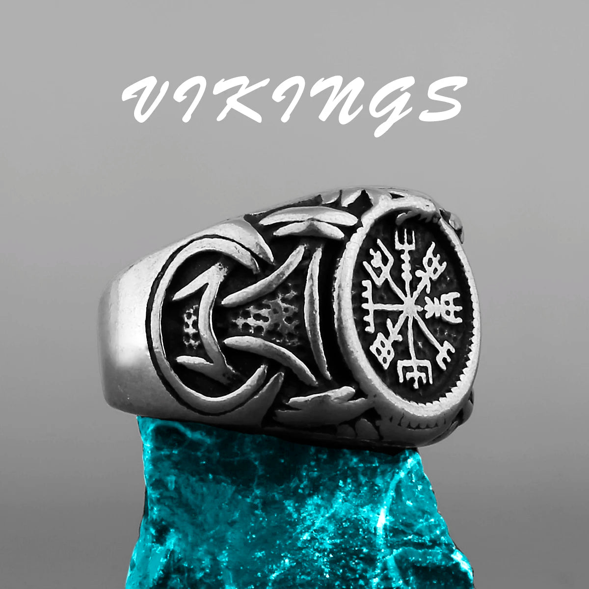 Nordic Viking Stainless Steel Ring Anchor Compass Tree of Life Viking Rune Wolf Men and Women Ring Jewelry Factory Wholesale