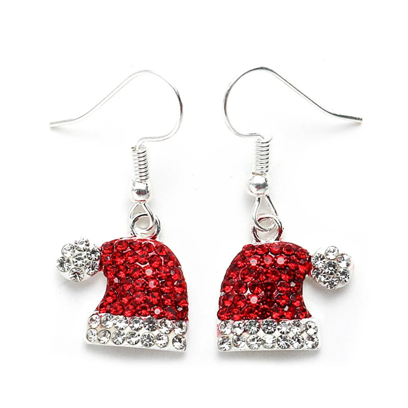 Nouvelles boucles d'oreilles de Noël en cristal bonhomme de neige bijoux arbre de Noël boucles d'oreilles à tige pour femmes accessoires de fête créatifs cadeaux pour filles