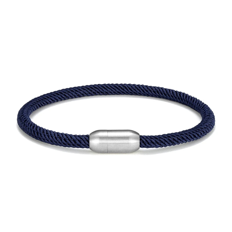 MKENDN Men Women Minimalist Single Nautical Survival Rope  Paracord Bracelet Stainless Steel Yoga Magnet Jewelry