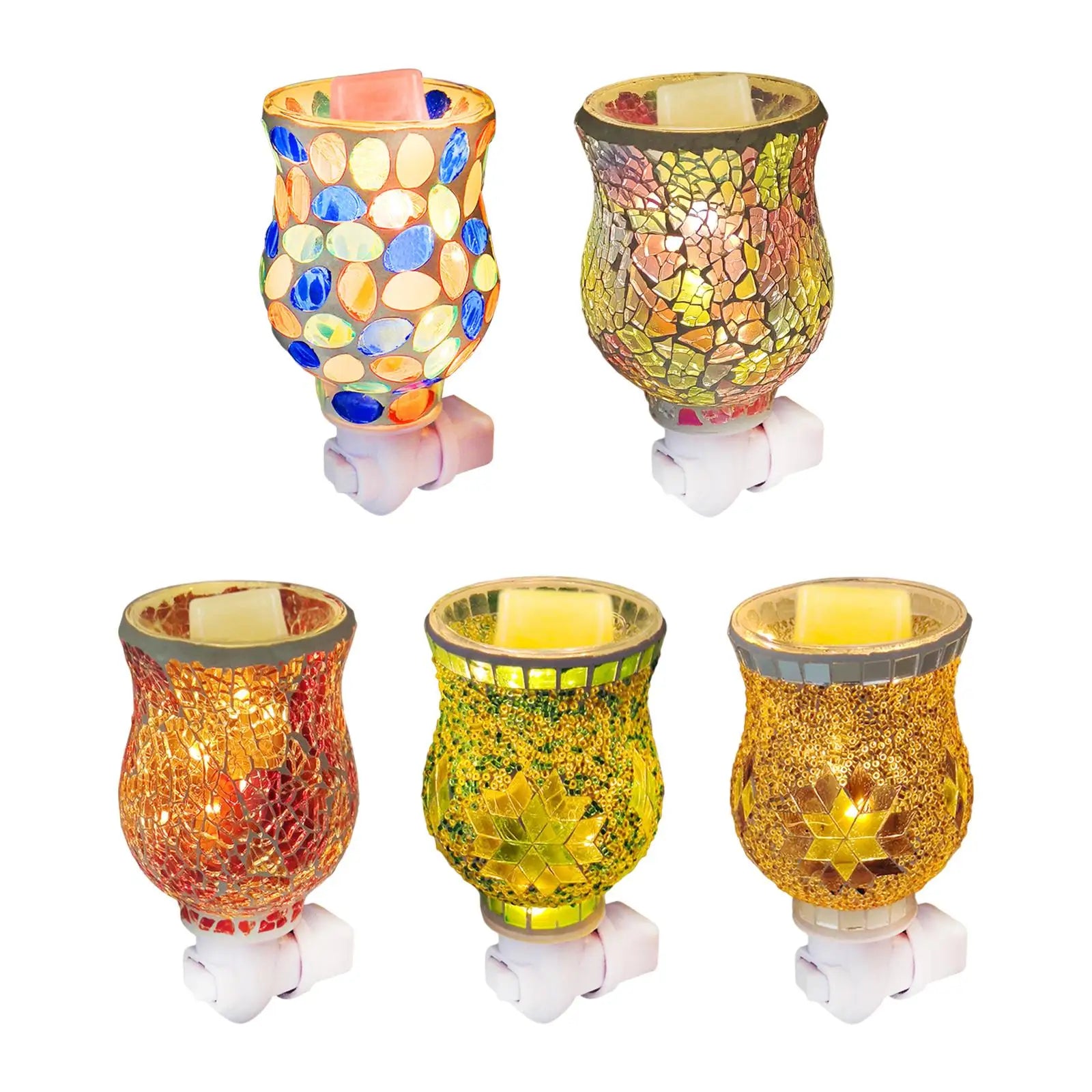 US Plug 1Pcs Wax Melt Warmer Lamp Creative Decorative Scent Melter Ornament Mosaic Night Light for Living Room Kitchen Bathroom