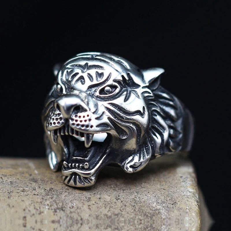 Detailed Gold/Silver Color Tiger Rings Men Stainless Steel Animal Biker Ring Cool Male Gothic Punk Jewelry Gift Dropshipping