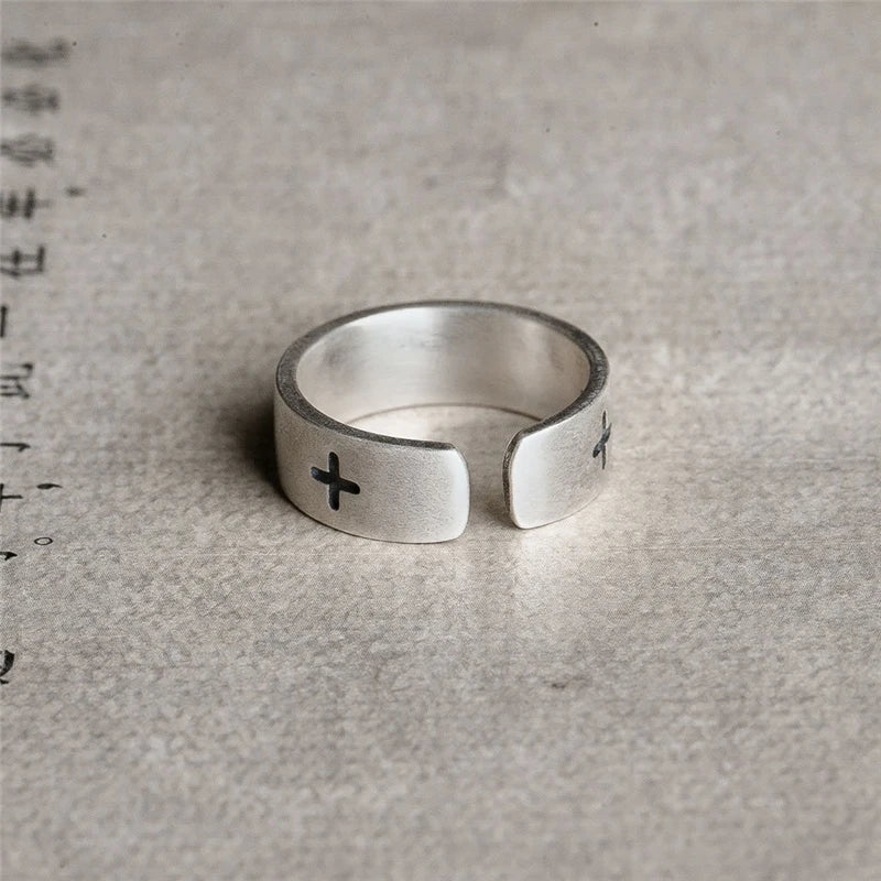 MKENDN Vintage 100% 925 Sterling Silver Men Religions Cross Ring For Women and Male Gothic Street Hip Hop Punk Christian Jewelry