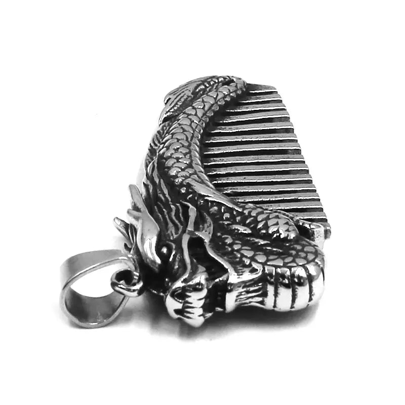 Dragon Comb Pendant Stainless Steel Jewelry Fashion Animal Peacock Comb Biker Men Women Pendant Gift SWP0607A