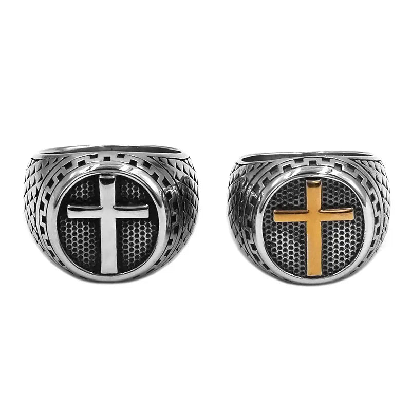 Classic Cross Ring Stainless Steel Jewelry Punk Praying Cross Biker Ring for Men Wholesale SWR0994A