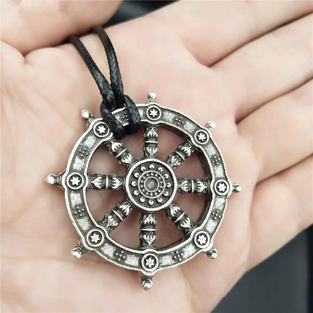 Free Ship Wheel Of Life Samsara Buddhist Talisman And Amulet Pendant Buddha Necklace Dharma Religious Indian Jewelry