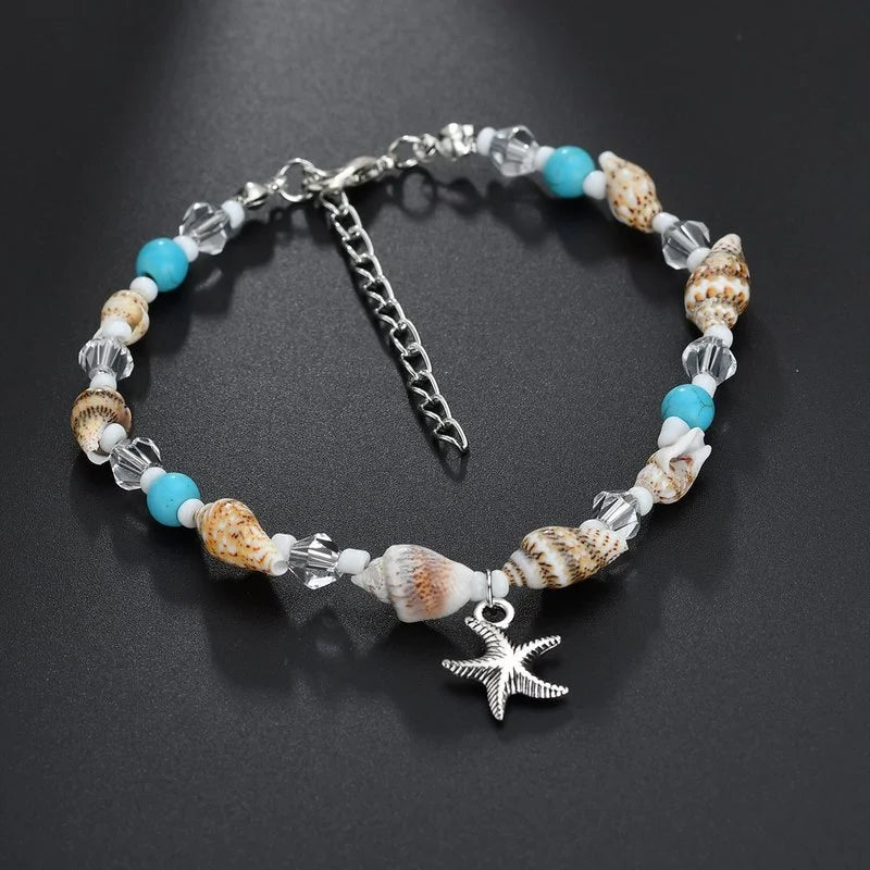 Bohemian Foot Chain Boho Sandals Jewelry Gift Shell Starfish Beads Anklets for Women Beach Anklet Bracelet Handmade