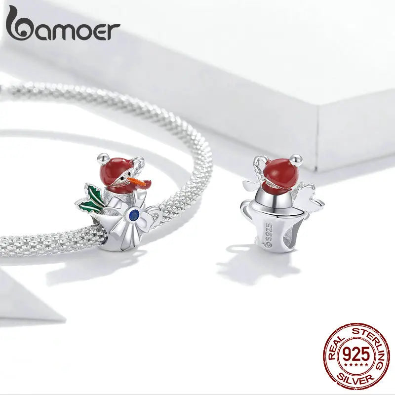 925 Sterling Silver Cute Snowman Beads Christmas Tree Pendants Snowflake Charms Fit Women Bracelet & Bangle Party Gift - Madeinsea©