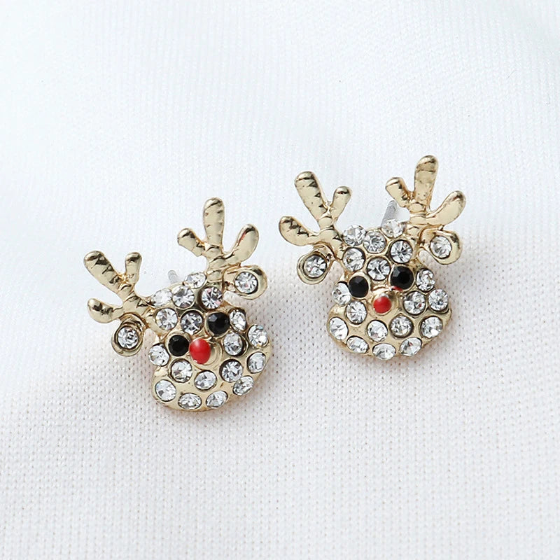 Nouvelles boucles d'oreilles de Noël en cristal bonhomme de neige bijoux arbre de Noël boucles d'oreilles à tige pour femmes accessoires de fête créatifs cadeaux pour filles