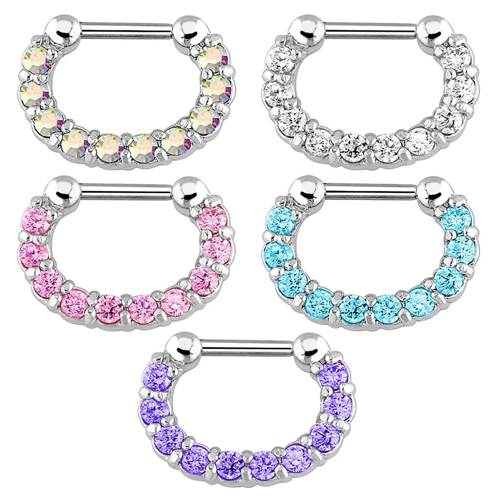 1PCS Trendy Steel Nose Clip Septum Piercing Crystal Multicolor Nose Rings Clickers for Women Body Jewelry Helix Tragus Gift