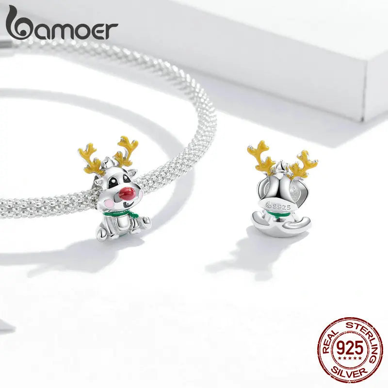 925 Sterling Silver Cute Snowman Beads Christmas Tree Pendants Snowflake Charms Fit Women Bracelet & Bangle Party Gift - Madeinsea©