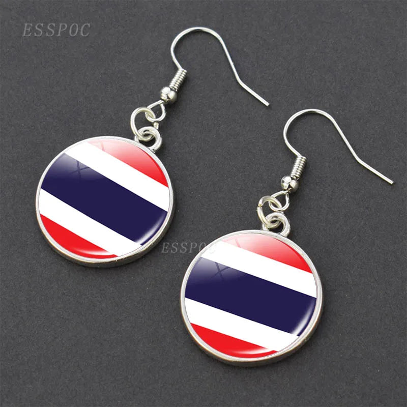 National Flag Pattern Dangle Earrings Israel Russia United States France Italy Germany Spain Flag Women Hook Earring Jewelry