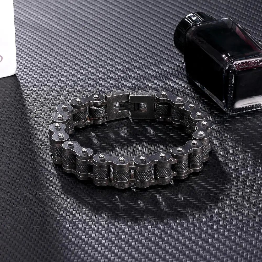 Bracelet chaîne de motard rétro pour hommes, bracelet à maillons, style moto et vélo, bracelets en acier inoxydable, bijoux