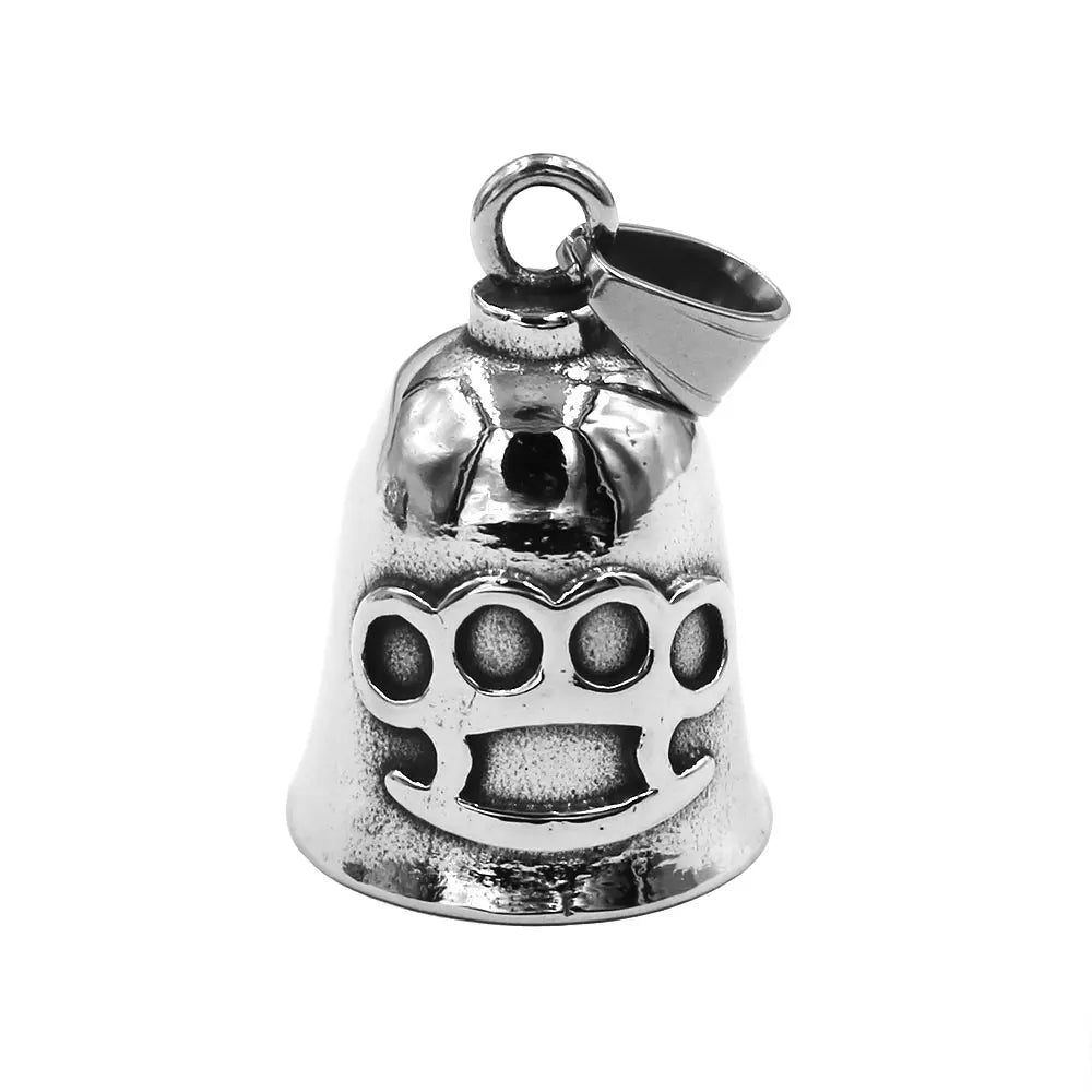 Fashion Knuckles Bell Pendant Neckalce Stainless Steel Charm Jewelry Skull Biker Men Bell Pendant Christmas Gift