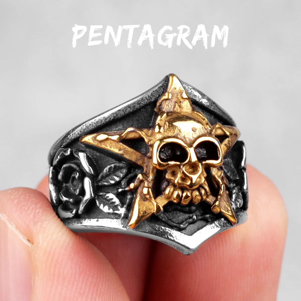 Edelstahl Männer Gothic Schädel Kopf Ringe Skeleton Punk Hip Hop Schwarz Cool Für Männliche Junge Schmuck Kreativität Geschenk Großhandel