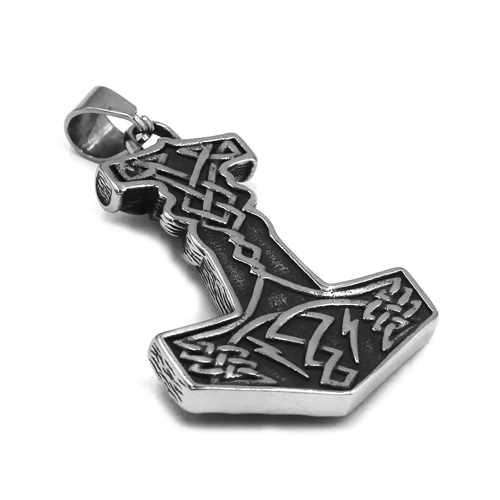 Fashion Norse Viking Axe Pendant Colorful Stone Odin Thor Hammer Stainless Steel Jewelry Celtic Knot Biker Mens Pendant SWP0618A