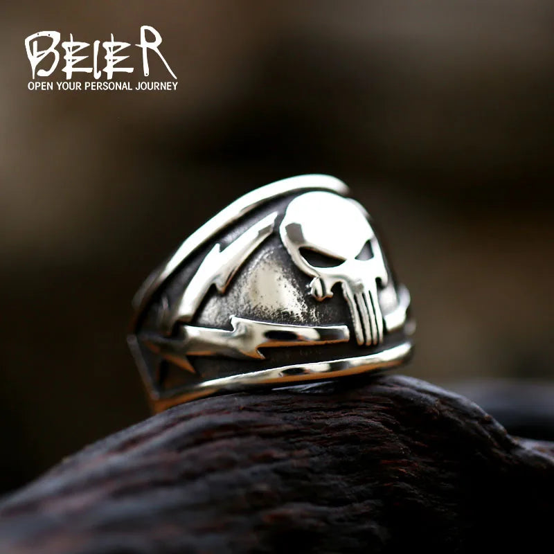 Movie Steel Warrior Men's Ring Skull Shape Ring Men's New Fashion Retro Horror Ring Metal Accessories  Jewelry