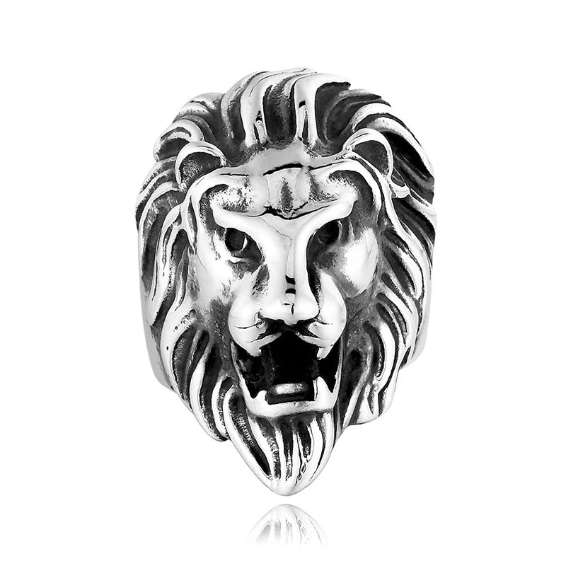 Personality Animal Dragon Elephant Lion Tiger Wolf Rings for Men Stainless Steel Cool Biker Ring Fashion Jewelry Accessories