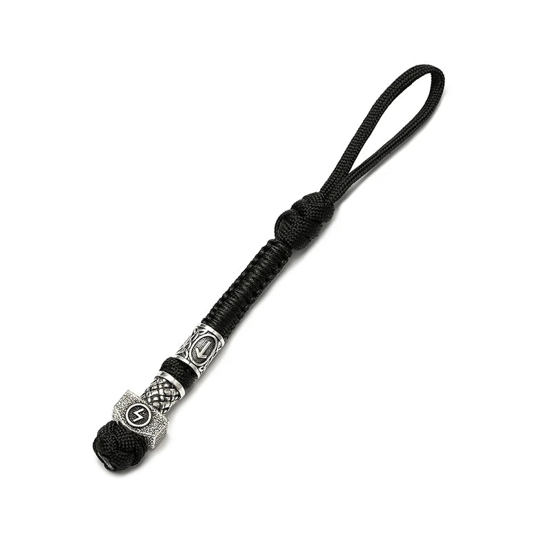 Norse Pirates Rune Amulet Vikings Keychain Knife Pendant Men Women Car Keyring Braided Paracord Rope Handmade Jewelry