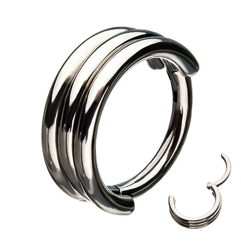 Mixed Style Double Layers Steel Clicker Segment Nose Hoop Rings Hinged Ear Helix Septum Piercing Unisex Body Jewelry Nostril Man