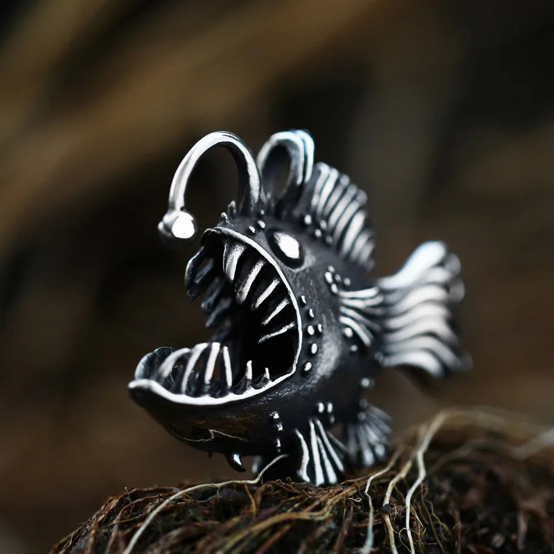 Stainless Steel Lantern Fish Pendant Chain Necklace