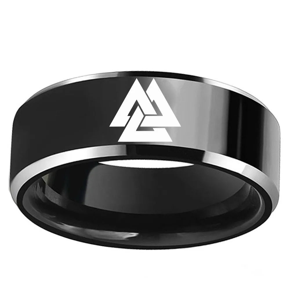 Norse Viking rune Valknut Odin Symbol Rings Stainless Steel Rings For Men Ring Charm Jewelry