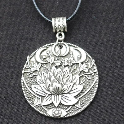 Solar celestial pendant Sun Moon Star mandala Lotus flower ladies necklace amulet geometric religious viking Wicca Witchcraf