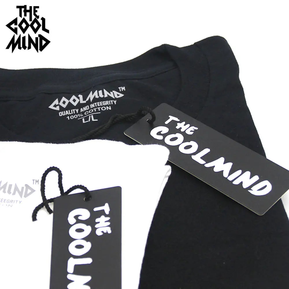 COOLMIND QI0311A - Camiseta de verano holgada y fresca con cuello redondo, estampada, informal, de manga corta, 100 % algodón, cómoda, para hombre