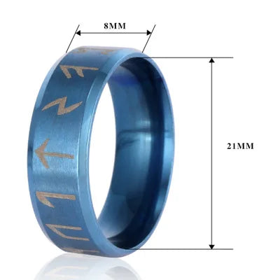 Edelstahl Herren Wikinger Runenring mit Elder Futhark Nordische Runenringe Mythologie Wikinger Schmuck Ringe Für Frauen Dropshippin