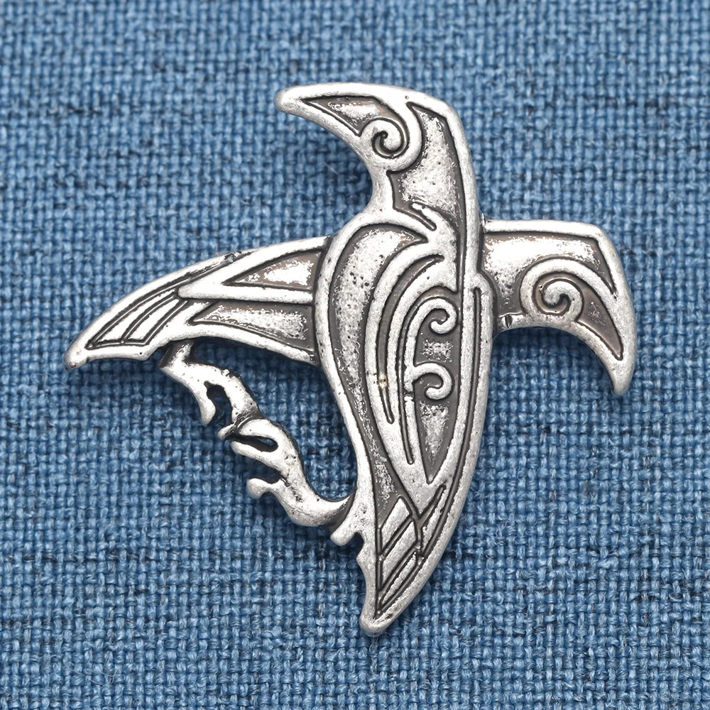 Norse Viking Odin's Ravens Pendant Brooch Pin Viking Nordic Talisman Lucky Jewelry