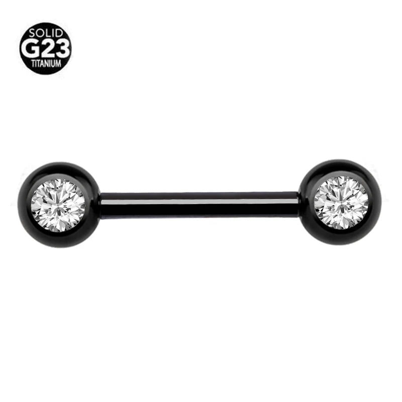 G23 Titanium Double Ball Body Piercing jewelry Straight Barbell For Tongue Lip Ear Earring Nipple Bar Ring Barbell Body 5 Color