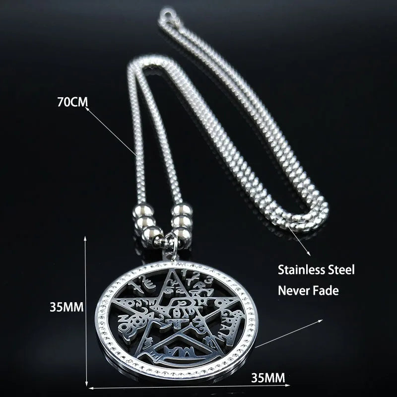 Witchcraft Tetragrammaton Pentagram Necklace Star Long Stainless Steel Necklace Jewelry esoterismo y brujería articulos N131