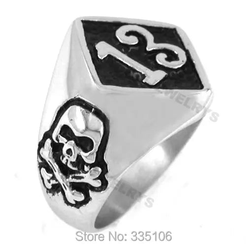 Fashion Number 13 Ring Stainless Steel Jewelry Classic Skull Biker Mens Ring Gift SWR0175