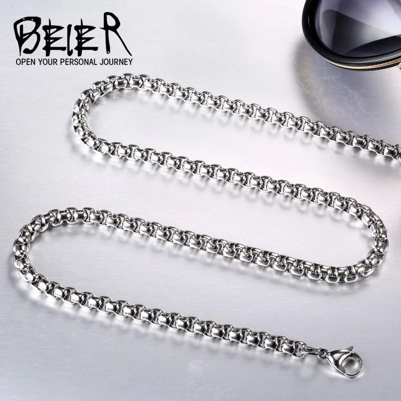 Beier Stainless Steel Necklace Twist  2.5mm-5.5mm Trendy Chain Necklace Boy Men Cool  necklace chain LLBN1010