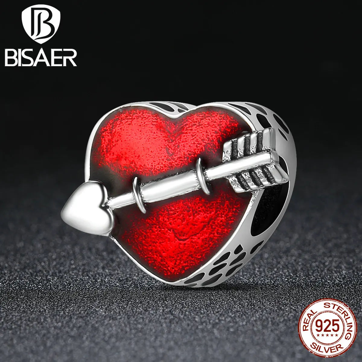 100% 925 Sterling Silver Red Love Heart, First Love Arrow Beads Charm Fit Women Bracelet Charms Silver 925 Original Fine Jewelry