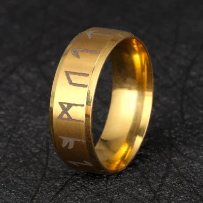 Edelstahl Herren Wikinger Runenring mit Elder Futhark Nordische Runenringe Mythologie Wikinger Schmuck Ringe Für Frauen Dropshippin