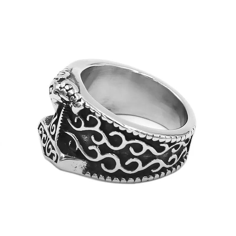 Norse Viking Myth Thor Hammer Ring Stainless Steel Jewelry Classic Tribal Celtic Knot Wolf Biker Men Ring Wholesale SWR00919A