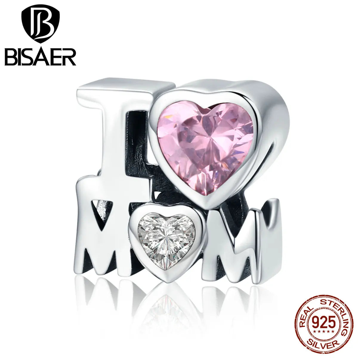 100% 925 Sterling Silver I Love My Mom, Mother Heart Beads Fit Charms Silver 925 Original Bracelet & Bangle Mother's Day Gift