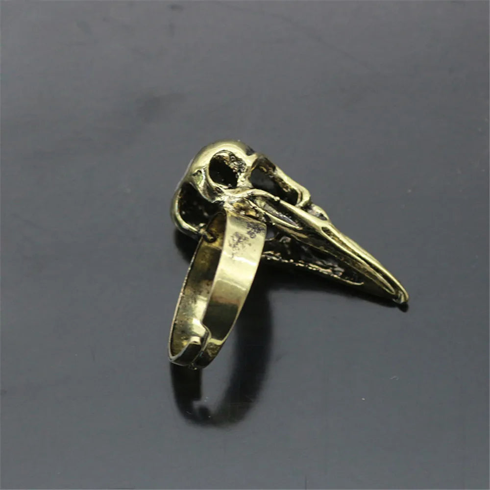 Wikinger Odin Rabenschädel Ring Skelett Gothic Nordischer Vogel Punk Rock Tierschädel Ring Wicca Pagan Talisman Krähe Adler Herrenringe