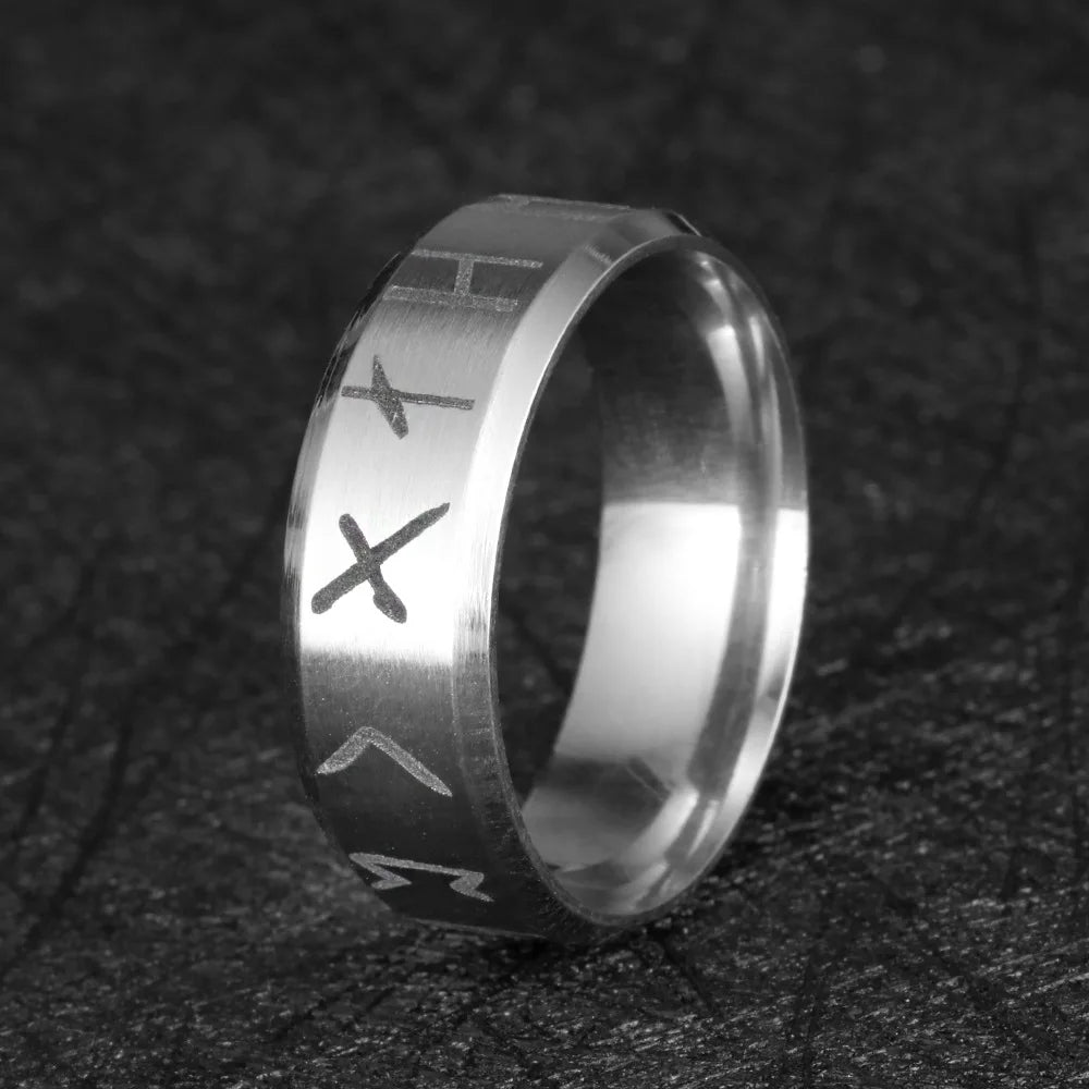 Bague runique viking en acier inoxydable pour homme avec anneaux runiques nordiques Elder Futhark, bijoux mythologiques vikings pour femmes, livraison directe