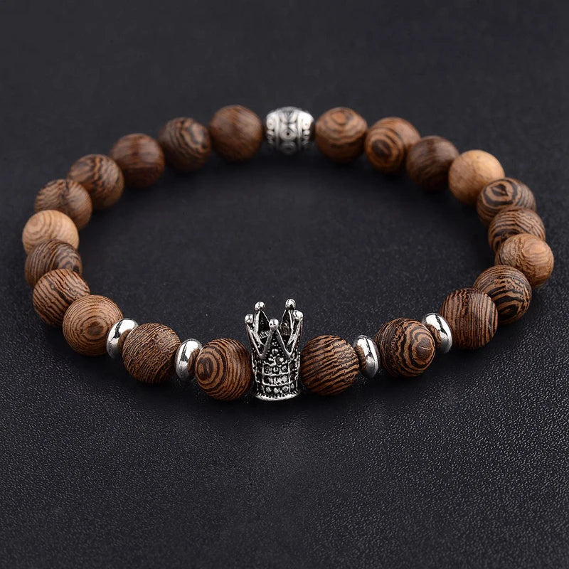 Hot Men Natural Wood Beads Cross Bracelets Onyx Meditation Prayer Bead Bracelet Women Wooden Yoga Jewelry Homme