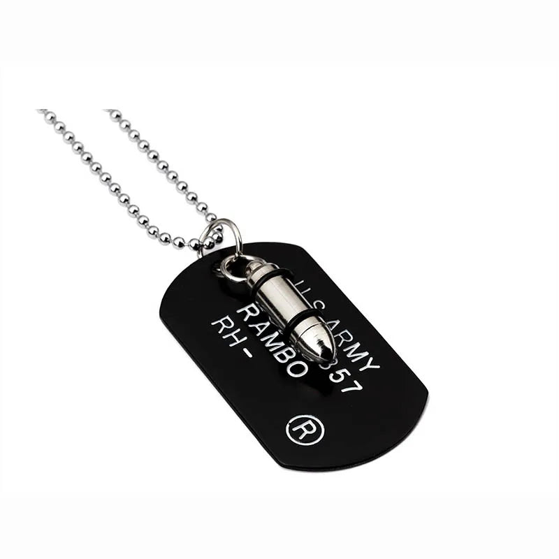 Collier avec pendentif en acier inoxydable pour homme, style armée américaine, style rappeur, étiquette de chien, collier hip-hop, livraison directe