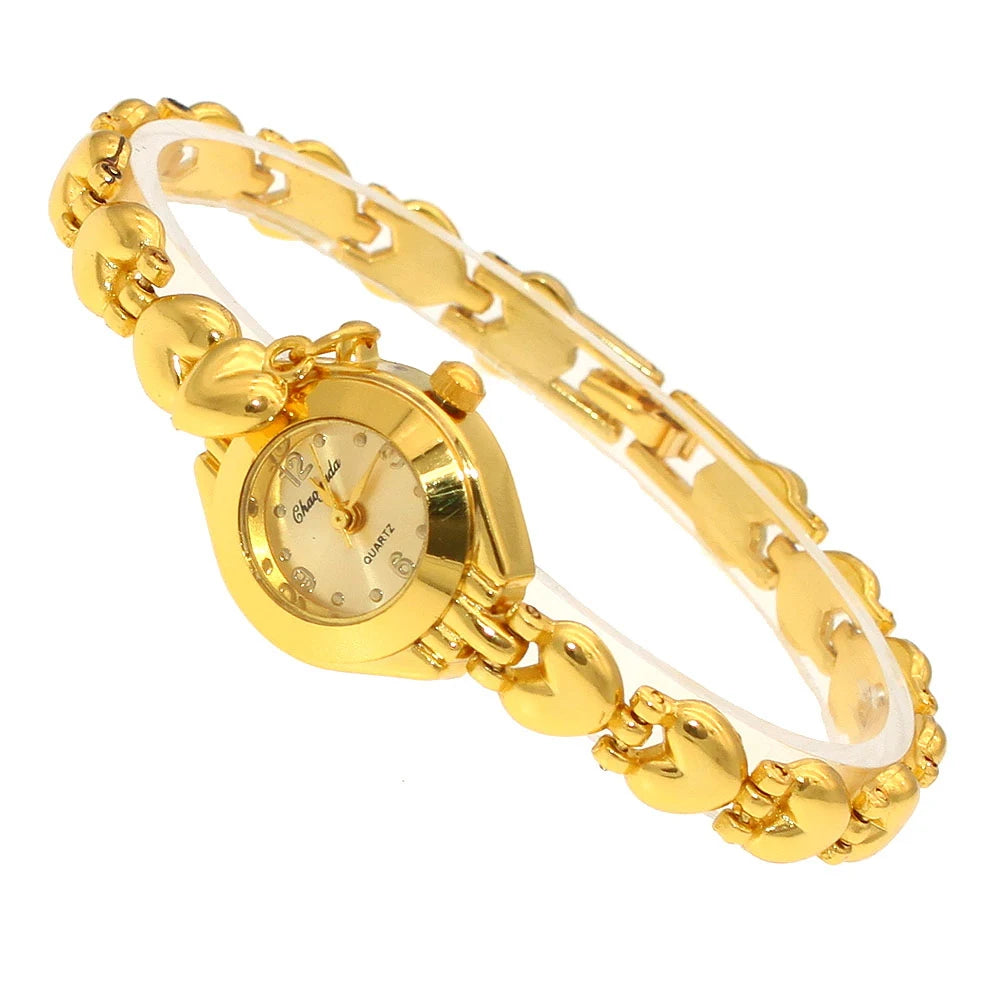 Montres-bracelets de luxe mignonnes pour femmes Montre-bracelet à quartz tendance pour femmes Montre de sport en or pour dames Dropshiping