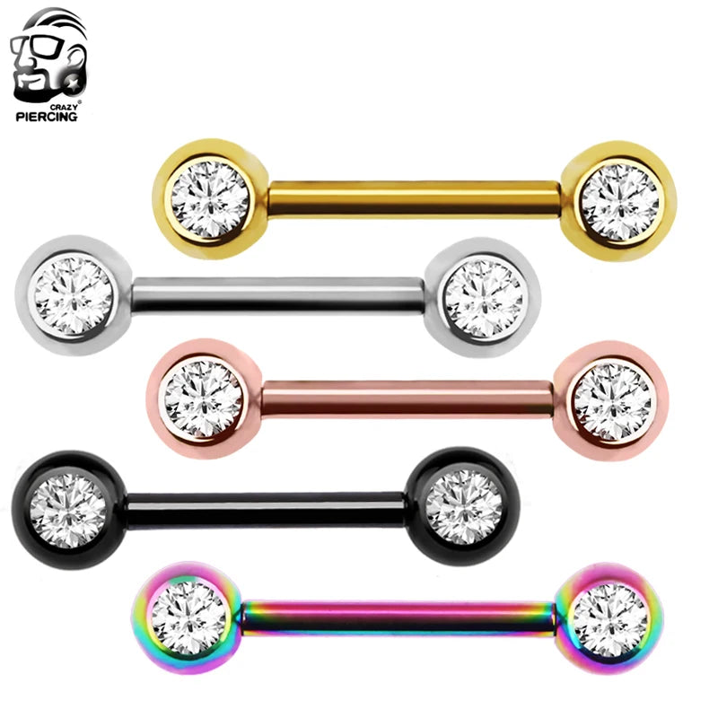 G23 Titanium Double Ball Body Piercing jewelry Straight Barbell For Tongue Lip Ear Earring Nipple Bar Ring Barbell Body 5 Color